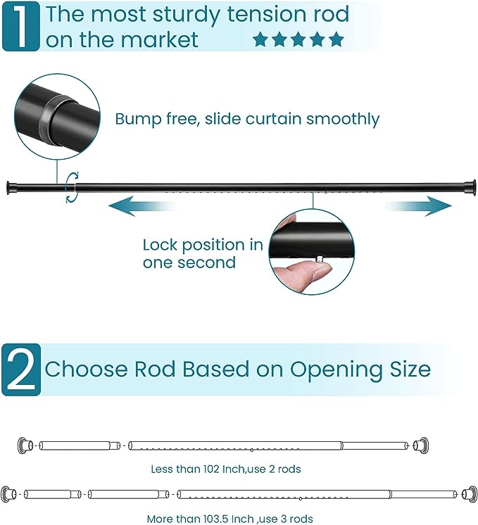 ALLZONE Heavy Duty Tension Curtain Rod for Window, 83123 Inches, Room