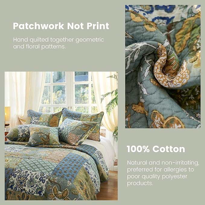 Secgo Set Copripiumino California King Size 300x280 Cm | 100% Cotone Con 2 Federe | Piumino Leggero Reversibile Patchwork
